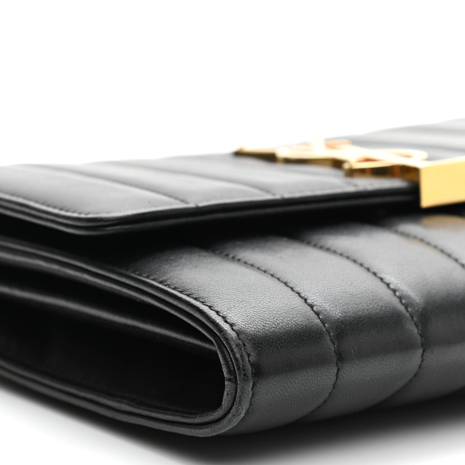 Saint Laurent Lambskin Matelasse Monogram Vicky Chain Wallet Black 8 of 11