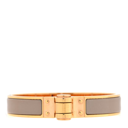 Hermes Enamel Charniere Uni Narrow Hinged Bracelet M Gris Clair 1 of 5