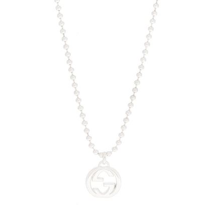 Gucci Sterling Silver Interlocking GG Pendant Beaded Necklace 1 of 7