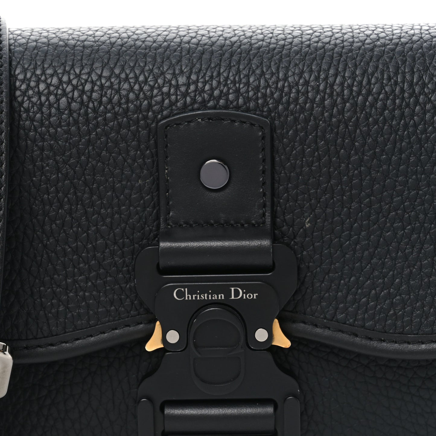 Grained Calfskin Mini Gallop Bag With Strap Black