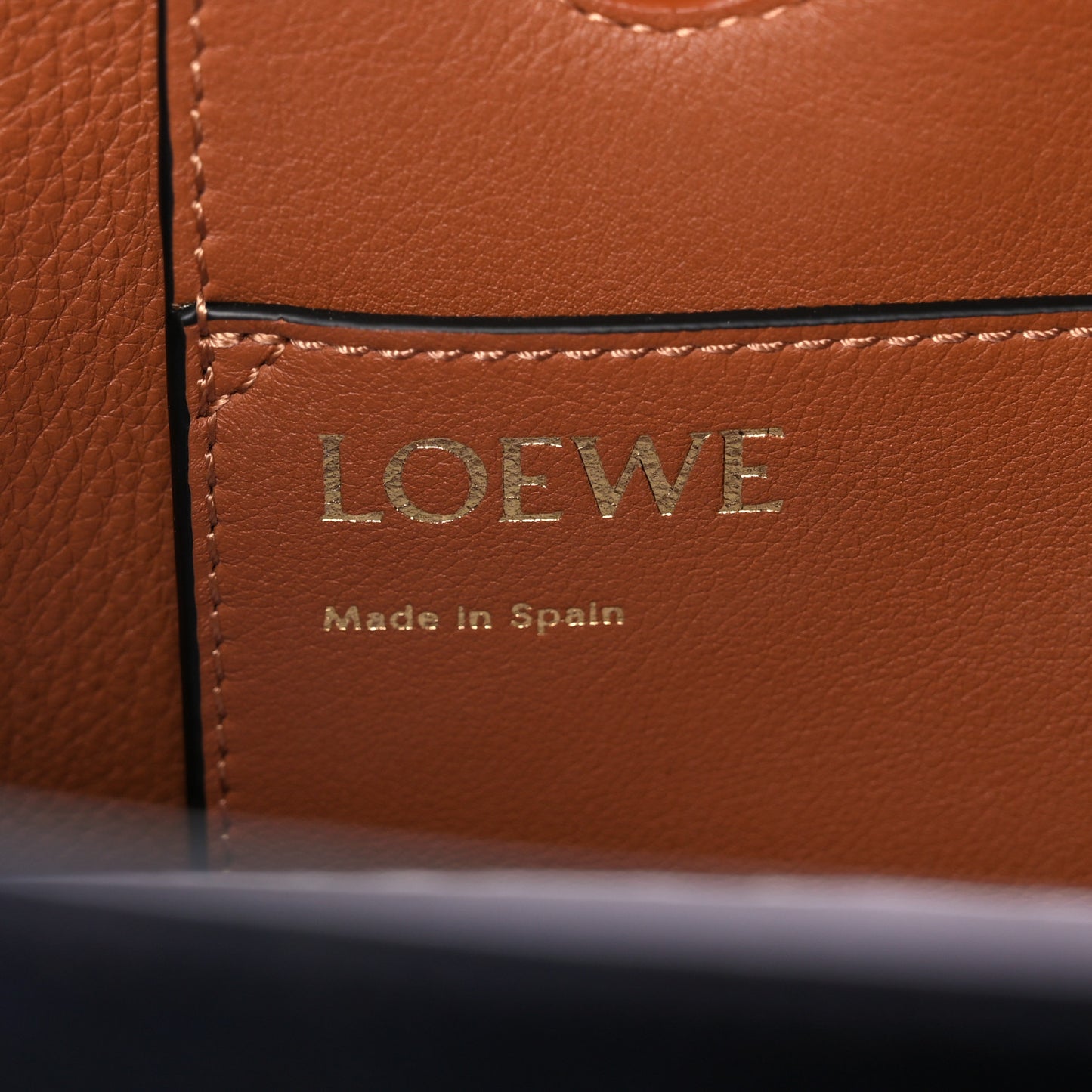 Wool Calfskin Small Love Anagram Tote Navy Tan