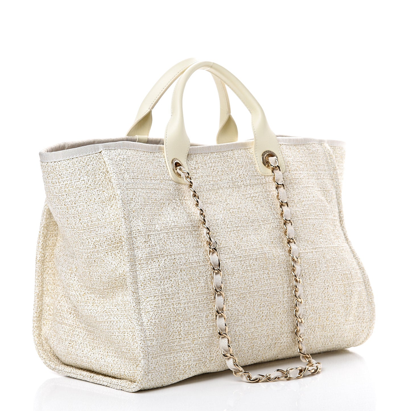 Lurex Boucle Large Deauville Tote White