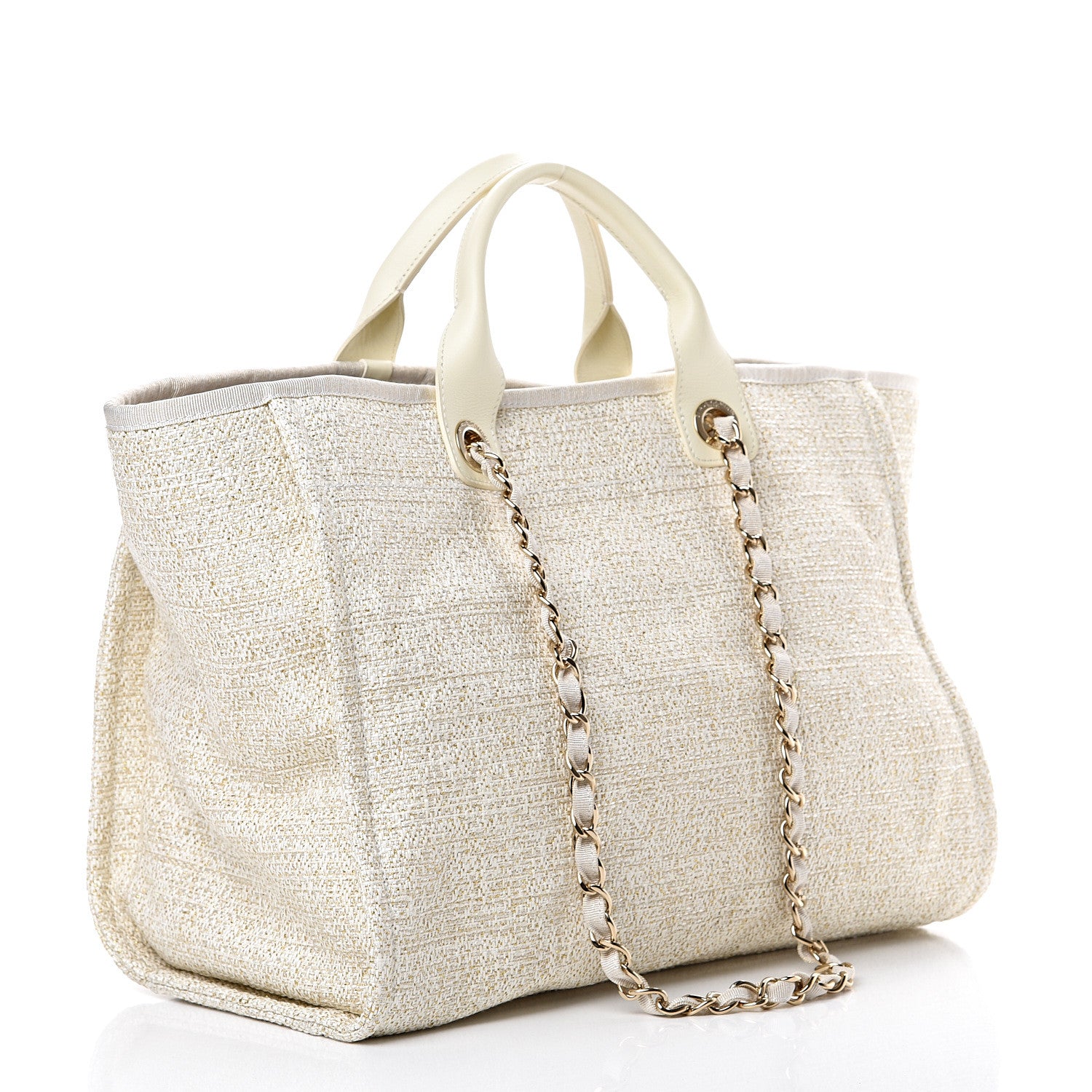 Chanel Lurex Boucle Large Deauville Tote White 2 of 9