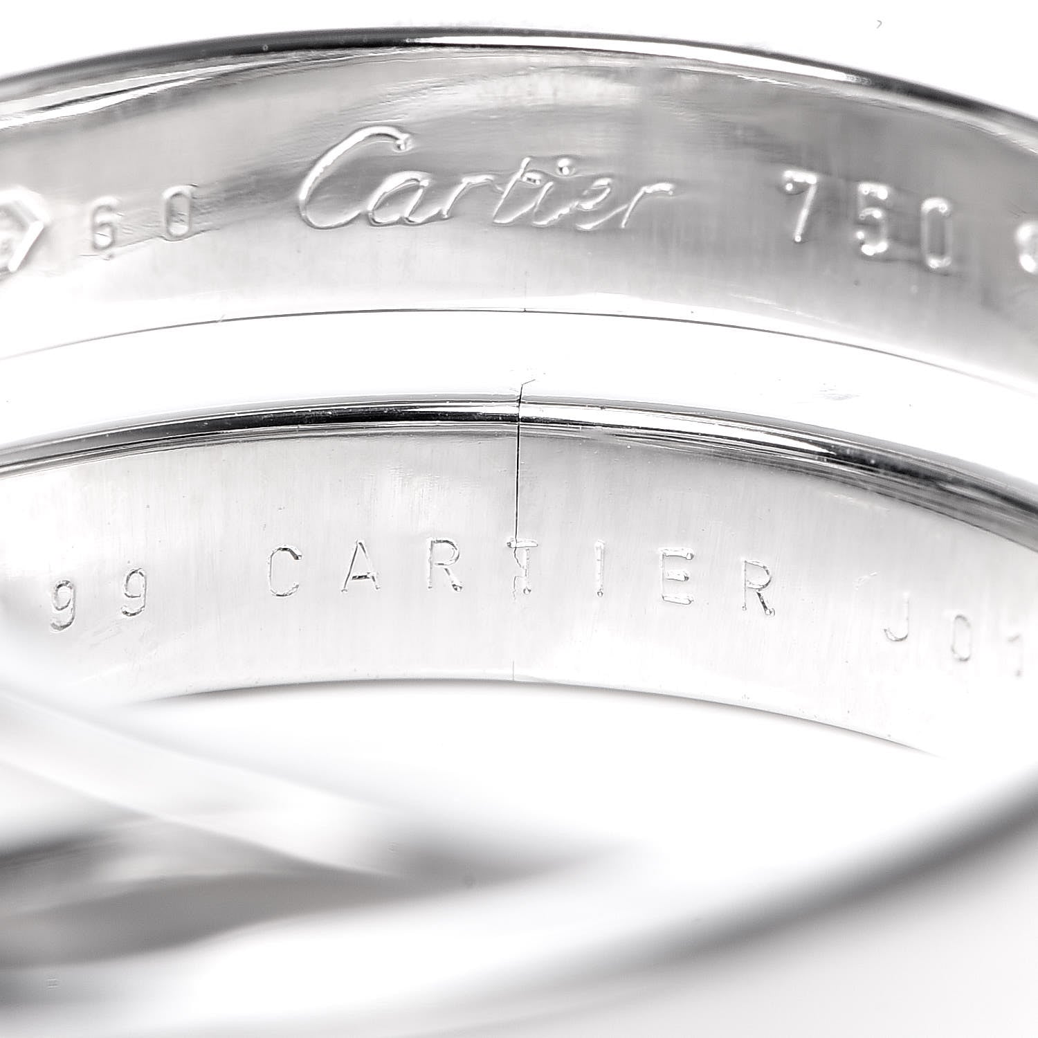 Cartier 18K White Gold 9mm Paris Nouvelle Vague Ring 60 9.25 10 of 11