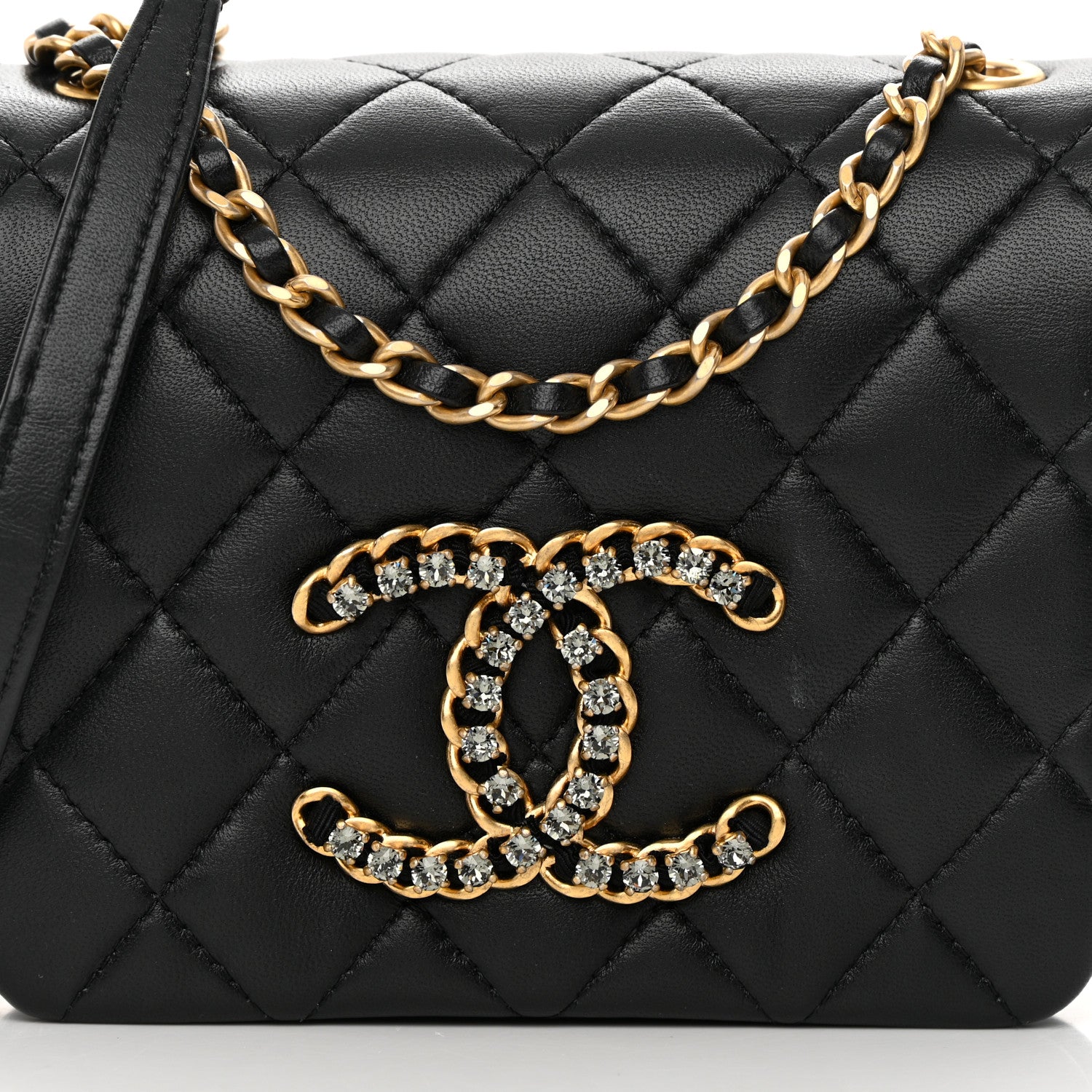 Chanel Lambskin Quilted Crystal CC Mini Flap Black 8 of 14