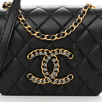 Chanel Lambskin Quilted Crystal CC Mini Flap Black 8 of 14