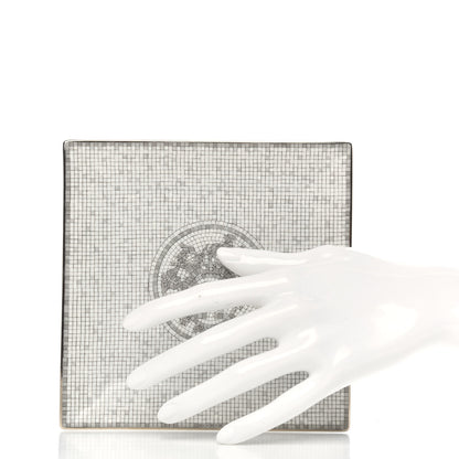 Hermes Porcelain Mosaique au 24 Square Plate Platinum 2 of 5