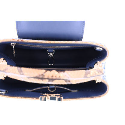 Louis Vuitton Tweed Sequins Snakeskin Capucines BB Blue 5 of 9