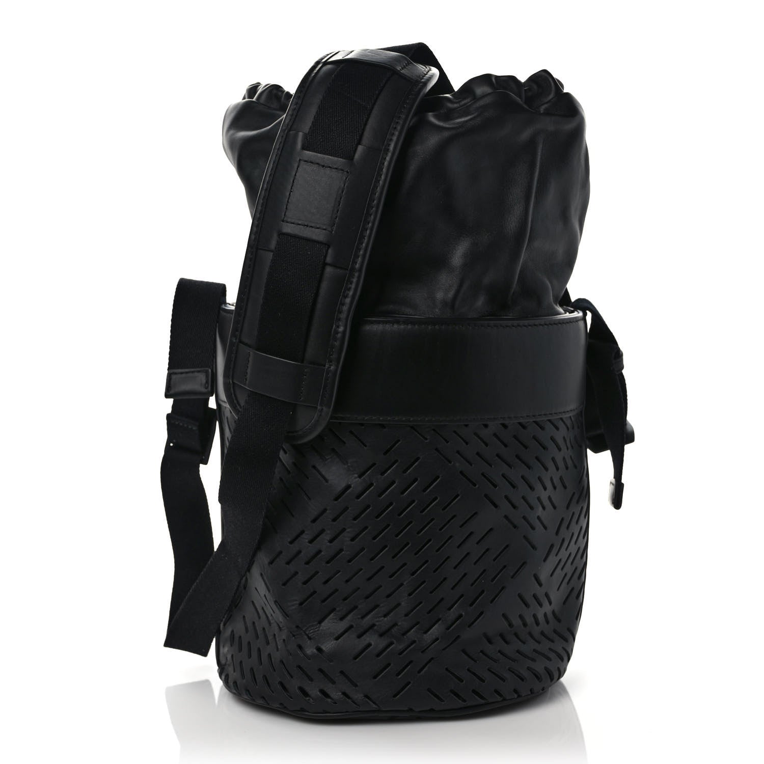 Bottega Veneta Perforated Calfskin Bucket Bag Black 3 of 9