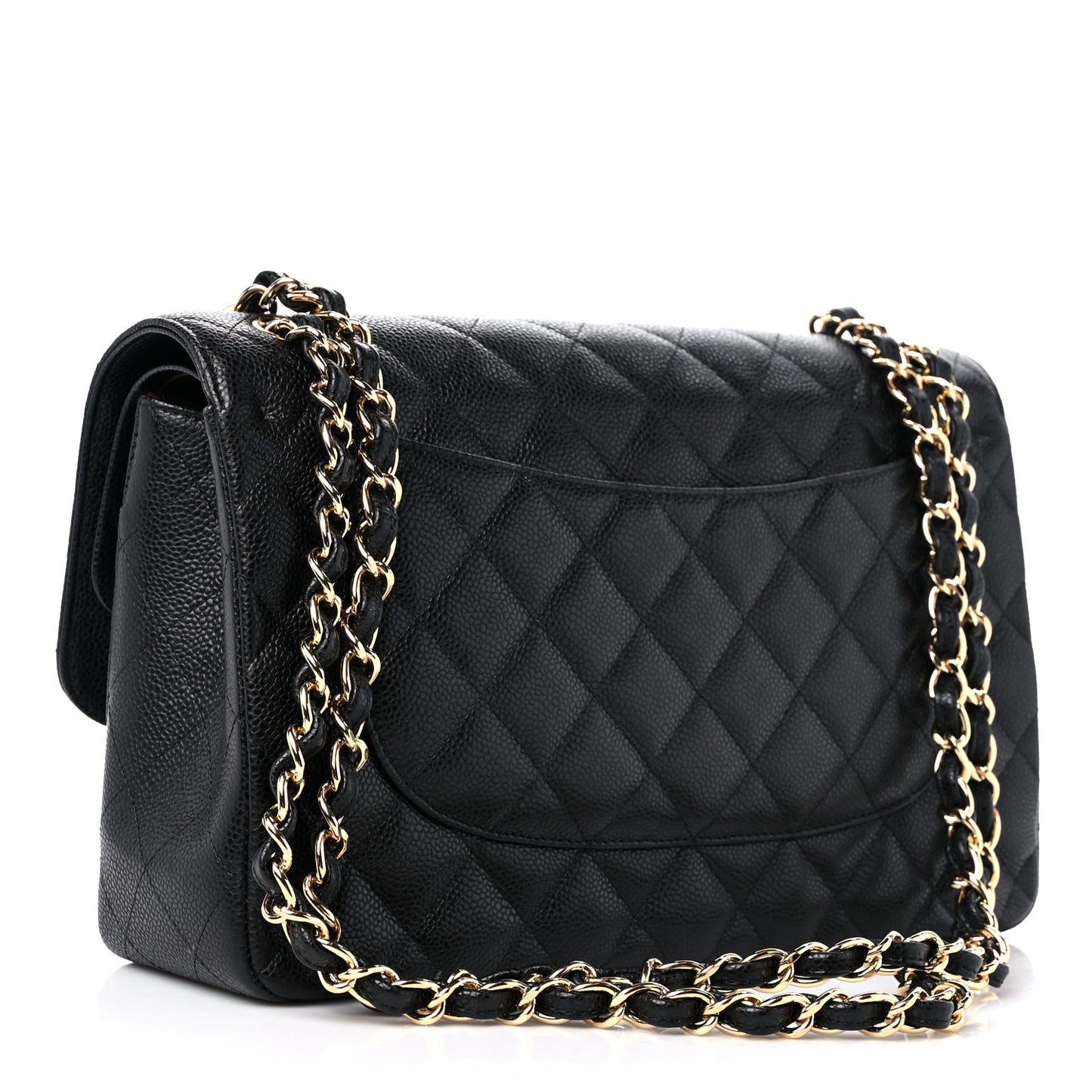 Caviar Quilted Jumbo Double Flap Black