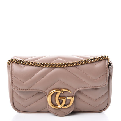 Gucci Calfskin Matelasse Super Mini GG Marmont Shoulder Bag Porcelain Rose 1 of 10