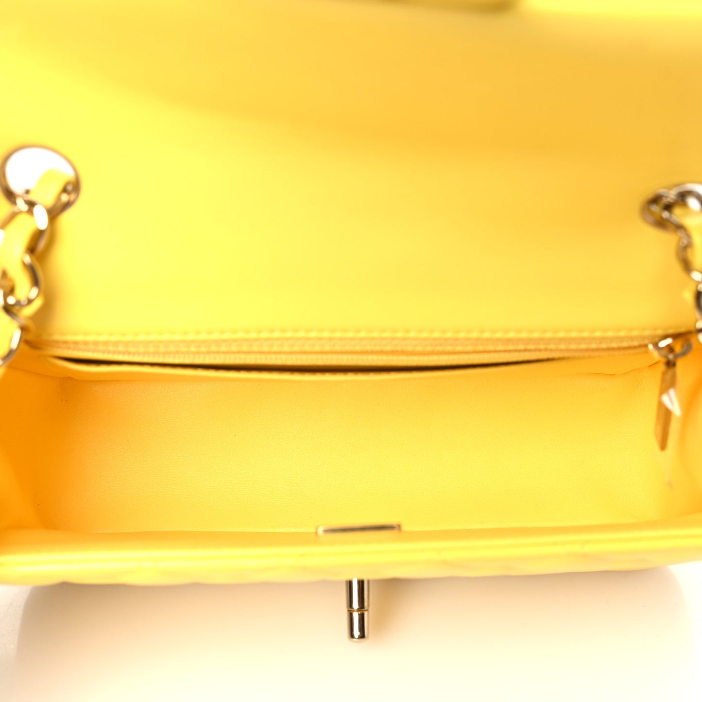 Lambskin Quilted Mini Rectangular Flap Yellow