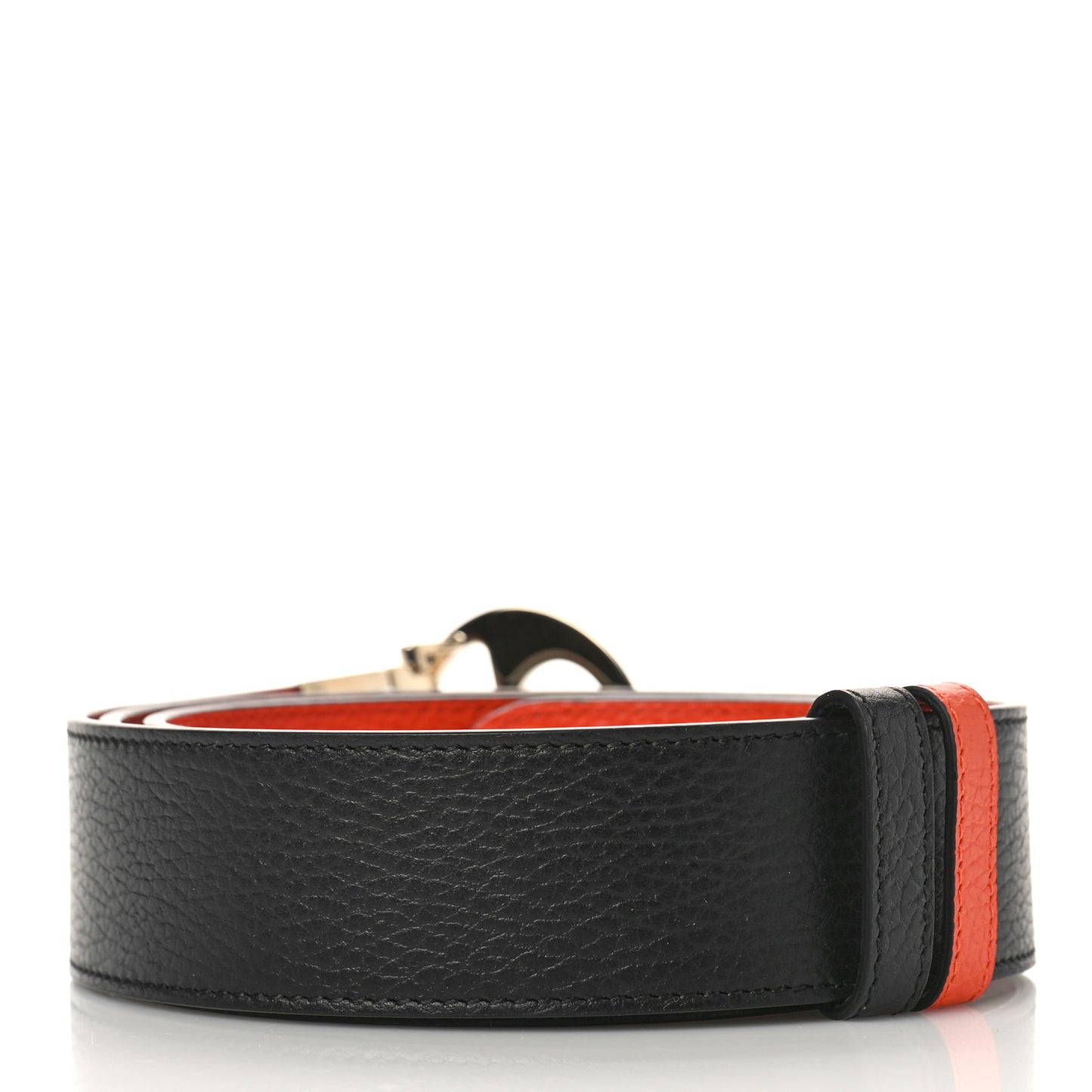 Dollar Calfskin 1973 Reversible Belt 110 44 Black Sun Orange