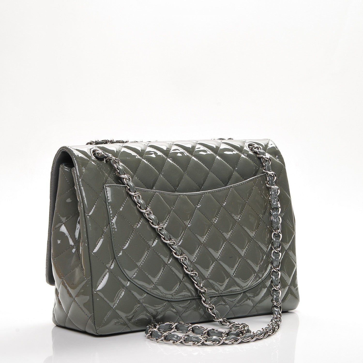 Chanel Patent Quilted Maxi Single Flap Grey 3 of 7
