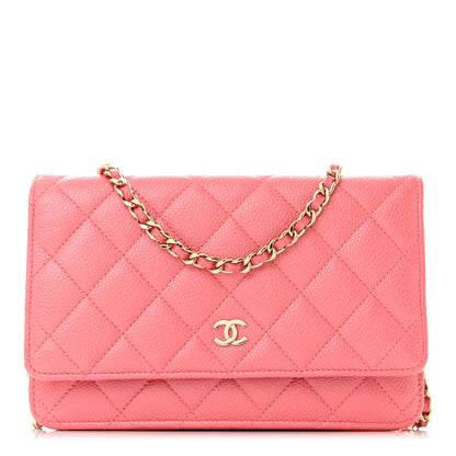 Chanel Caviar Quilted Wallet on Chain WOC Pink 1 of 12