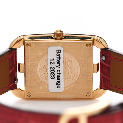 Hermes 18K Yellow Gold Alligator Diamond Mother of Pearl 23mm Cape Cod Quartz Watch Braise 4 of 5
