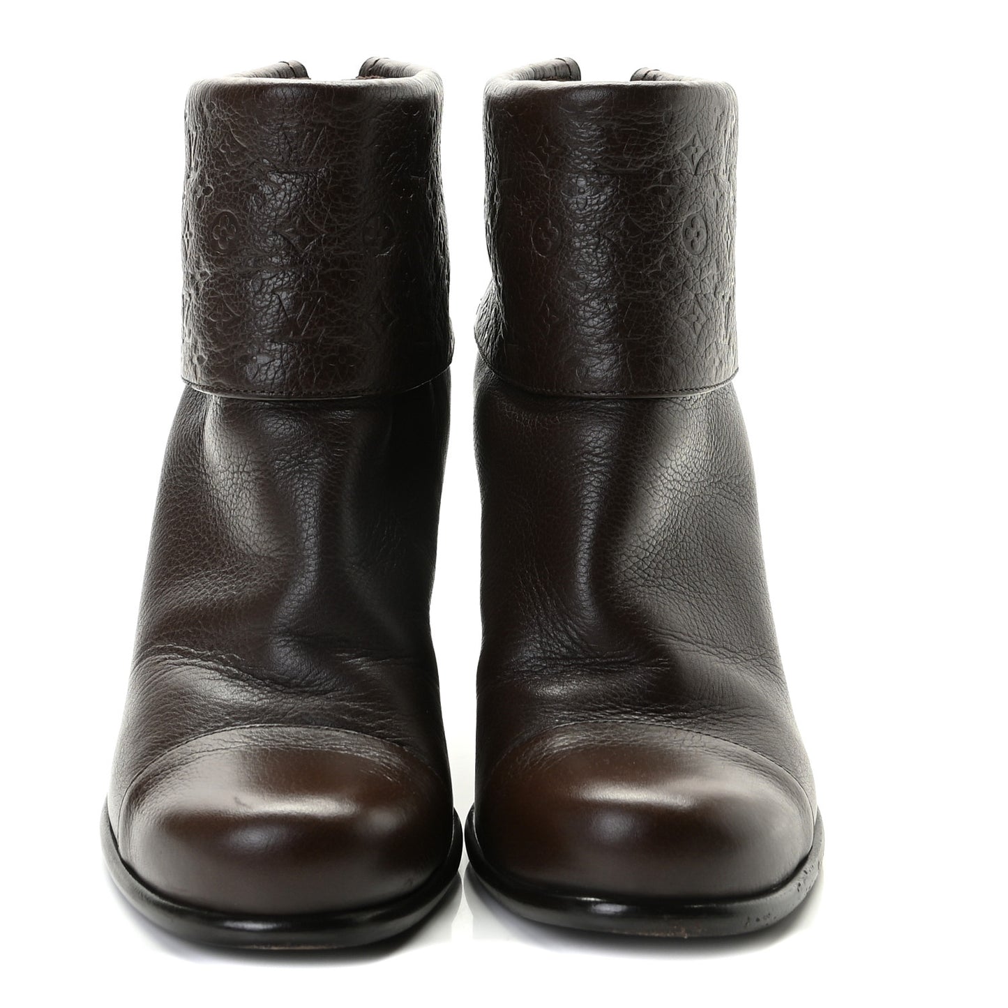 Calfskin Monogram Midtown Flat Ankle Boots 36.5 Brown