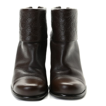 Louis Vuitton Calfskin Monogram Midtown Flat Ankle Boots 36.5 Brown 5 of 11