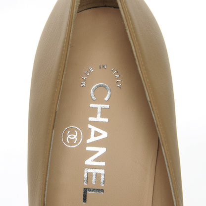 Chanel Calfskin Cap Toe Chain Wedge Pumps 39.5 Marron Clair Black 6 of 7