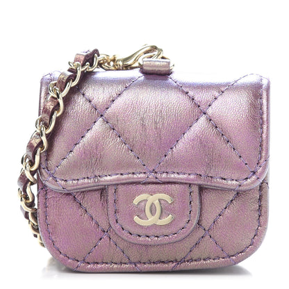 Chanel Iridescent Lambskin Quilted Airpods Pro Case Purple 1 of 13