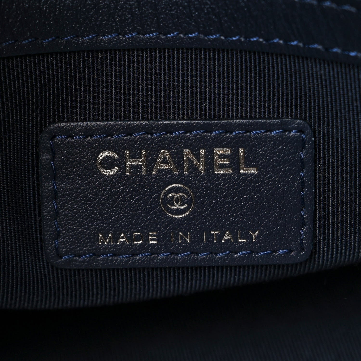 Chanel Wool Knit CC Cosmetic Pouch Navy Blue 6 of 9