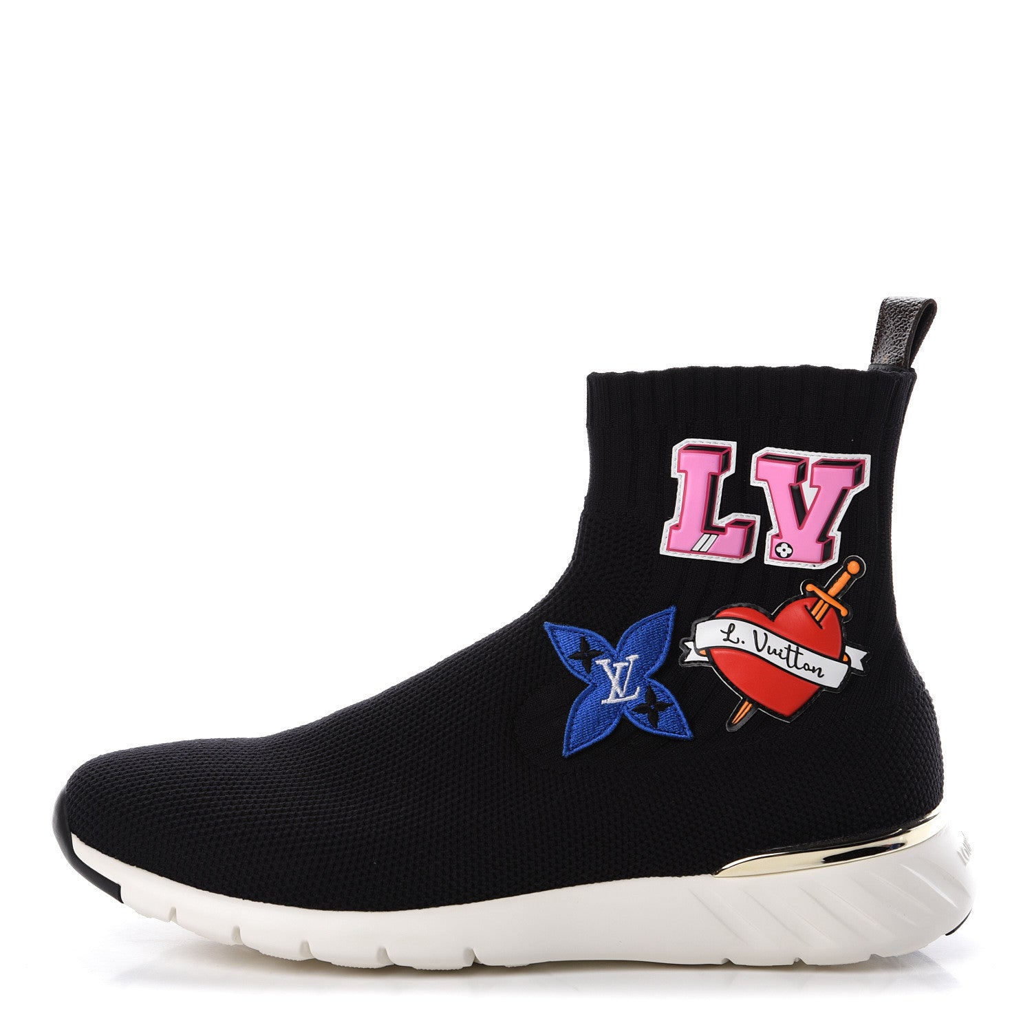 Louis Vuitton Stretch Fabric LV Black Heart Sock Sneaker 40 Black 1 of 10