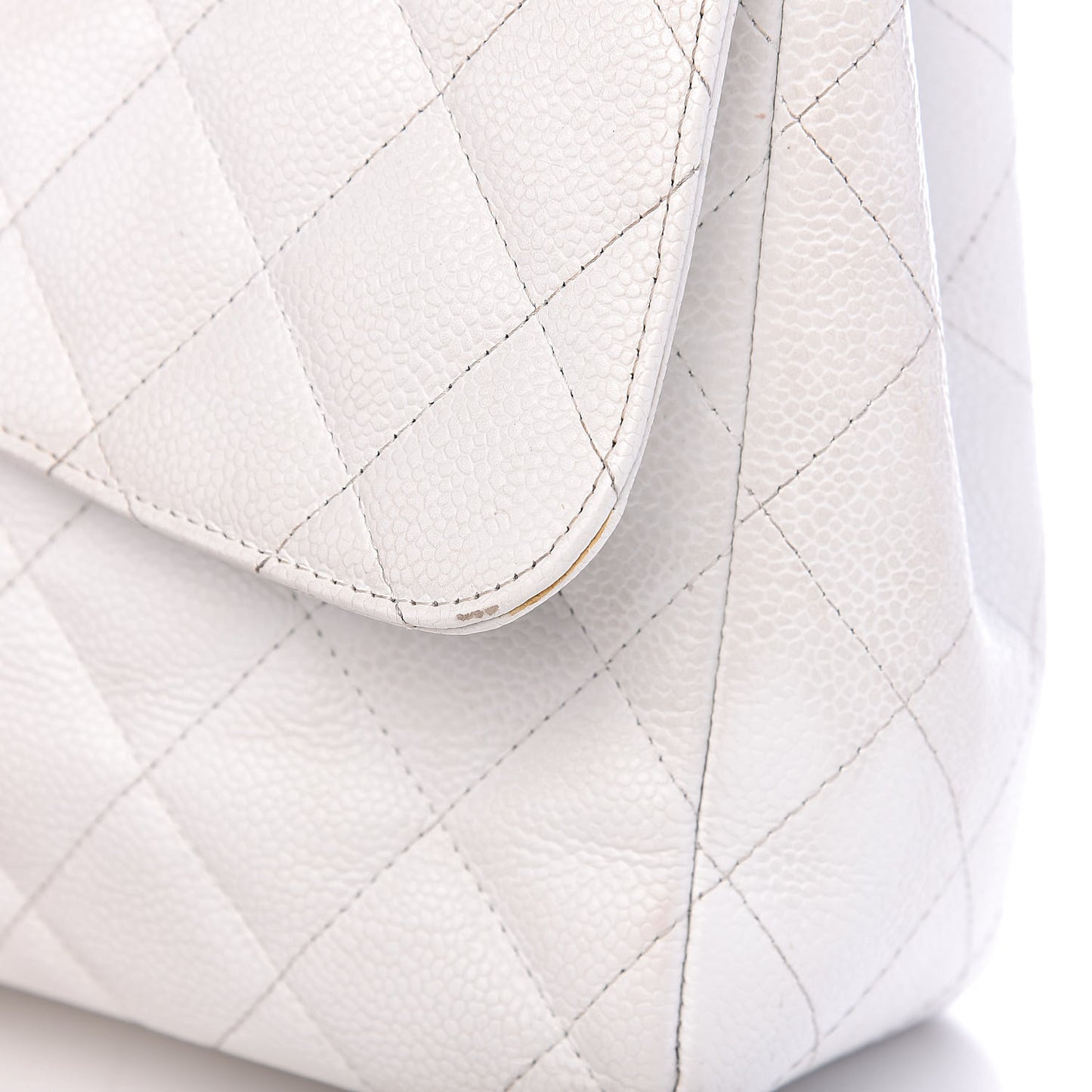 Caviar Quilted Jumbo Single Flap White