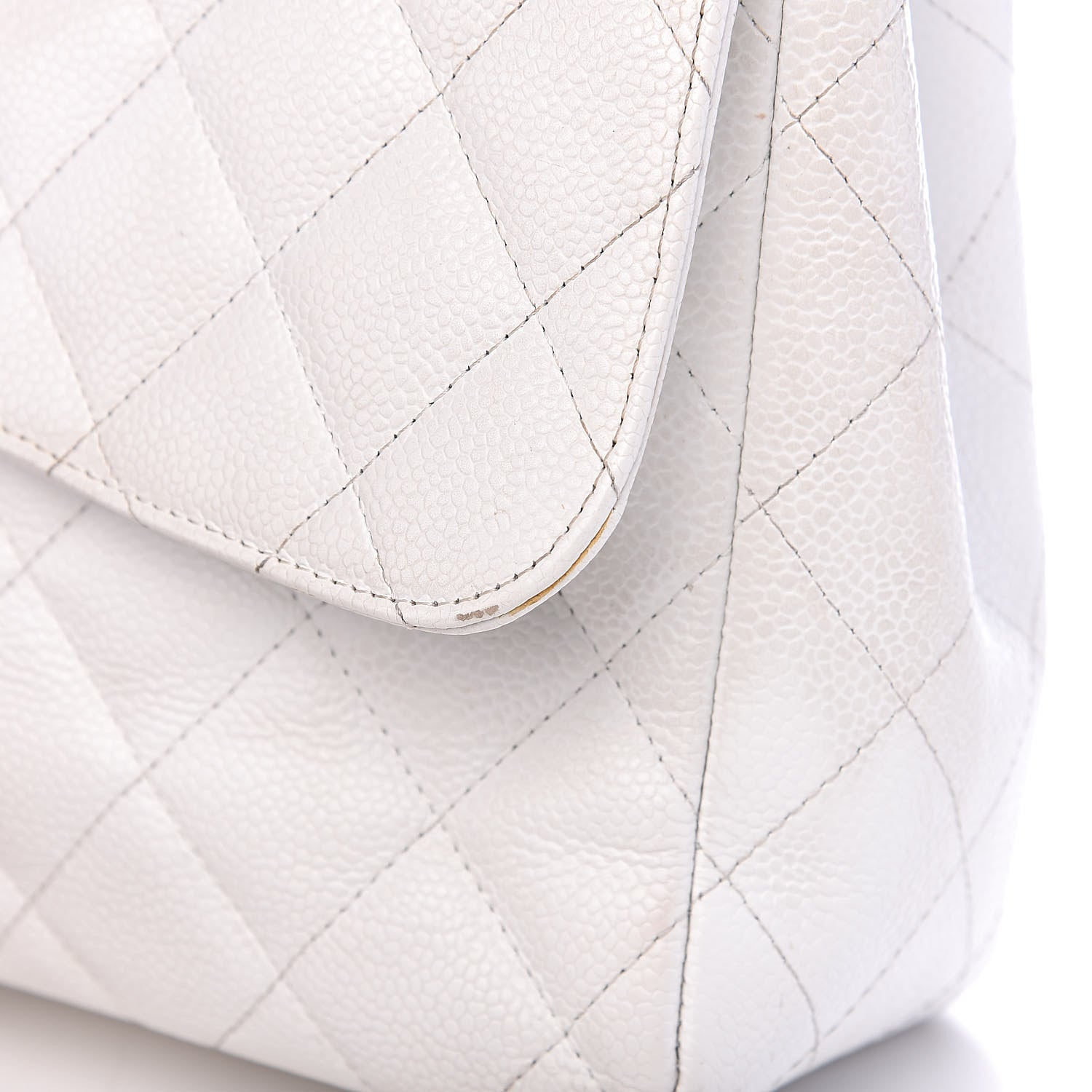 Chanel Caviar Quilted Jumbo Single Flap White 15 of 22