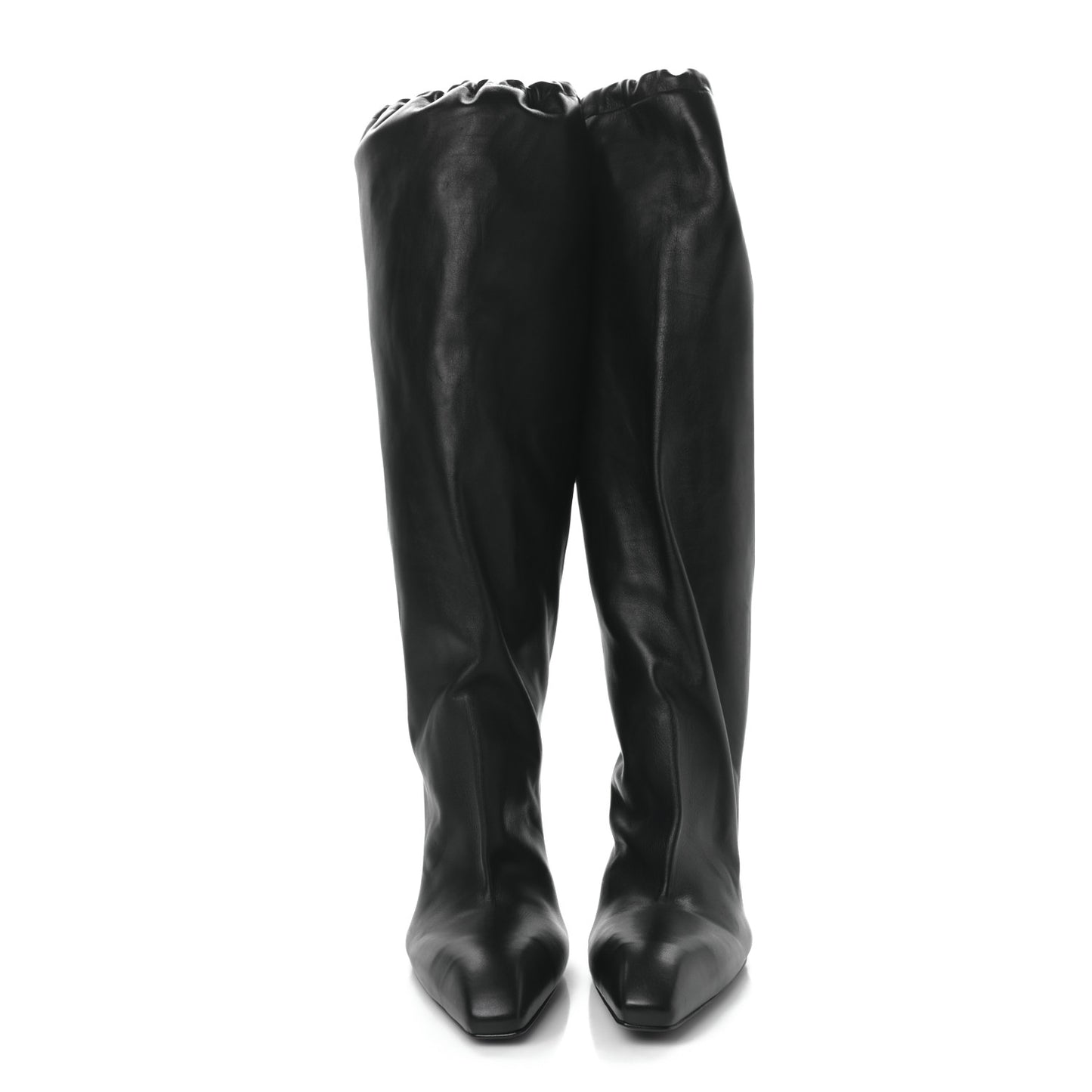 Shiny Super Soft Calfskin Falkon 105mm Knee High Boots 37 Black