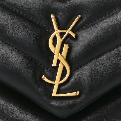 Saint Laurent Calfskin Y Quilted Monogram Small Loulou Chain Satchel Black 9 of 17