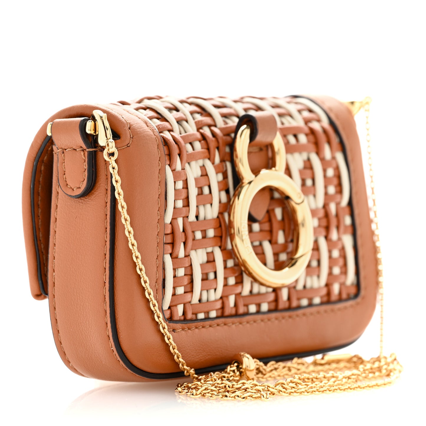 Nappa Vitello Grace Micro FF Intreccio Nano Baguette Charm Brandy Camelia