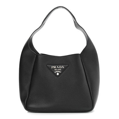 Prada Vitello Daino Soft Dynamique Hobo Black 1 of 10