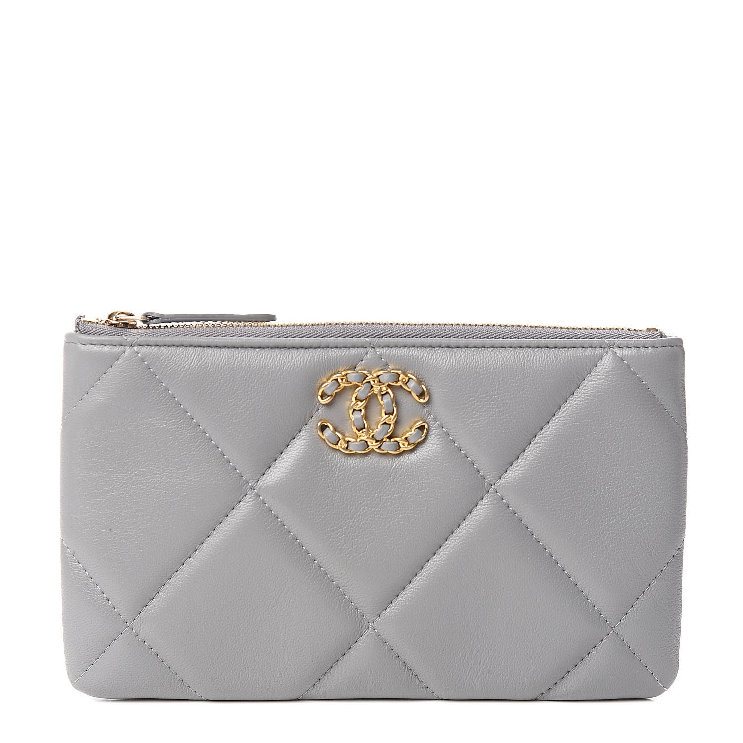 Chanel Goatskin Quilted 19 Cosmetic Case Grey 1 of 8