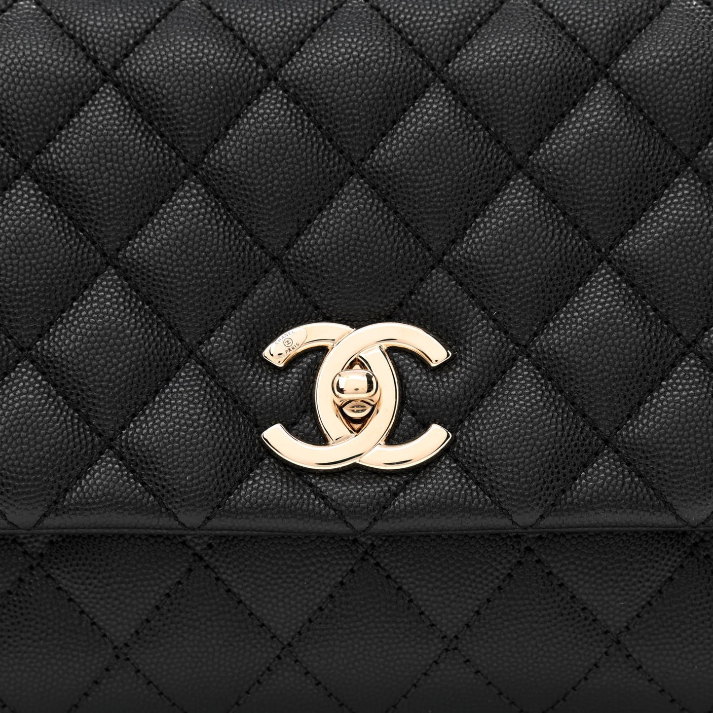 Caviar Quilted Small Coco Handle Flap Black
