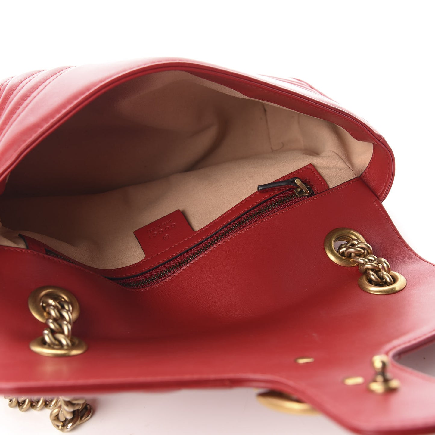 Calfskin Matelasse Small GG Marmont Shoulder Bag Hibiscus Red