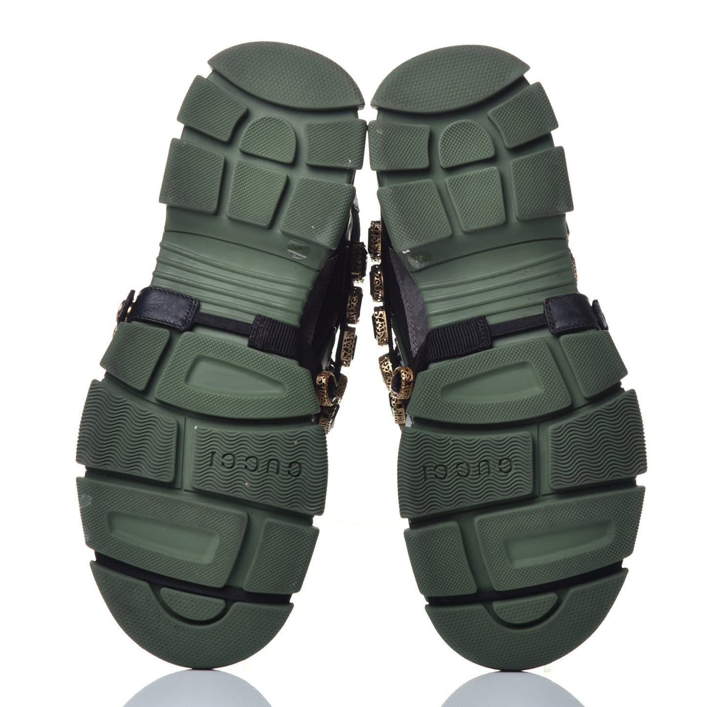 X SEGA Mesh Suede Calfskin Removable Crystals Flashtrek Sneakers 41 Loess Black Olive Green