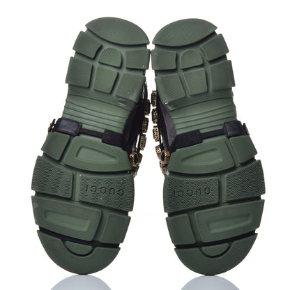 Gucci X SEGA Mesh Suede Calfskin Removable Crystals Flashtrek Sneakers 41 Loess Black Olive Green 6 of 8