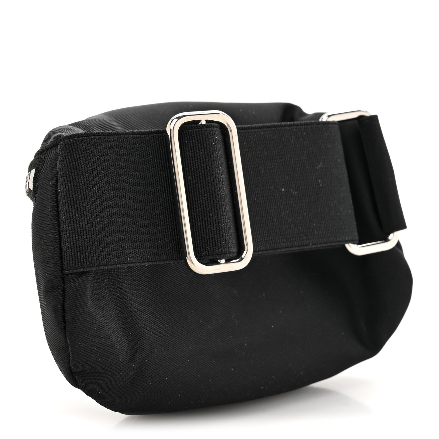 Re-Nylon Travel Saffiano Metal Triangle Logo Mini Arm Pouch Black