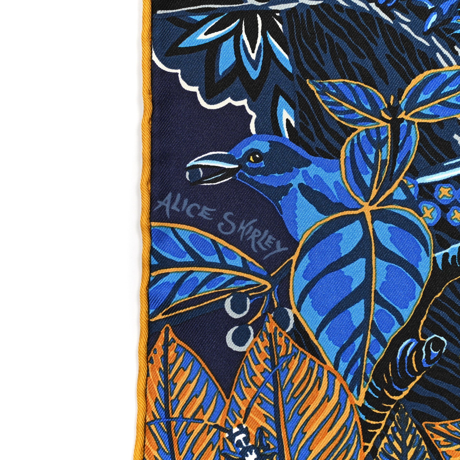 Hermes Silk Wild Singapore Scarf 90 Bleu Roy Gold Marine 6 of 6