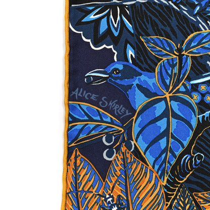 Hermes Silk Wild Singapore Scarf 90 Bleu Roy Gold Marine 6 of 6