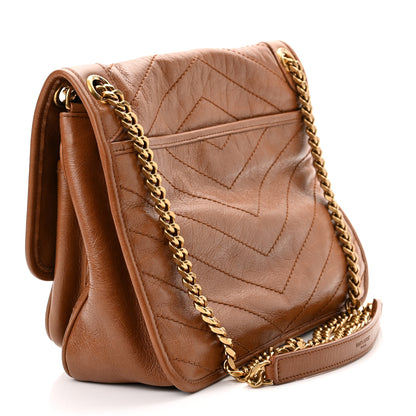 Saint Laurent Crinkled Calfskin Matelasse Monogram Medium Niki Chain Satchel Caramel 3 of 10