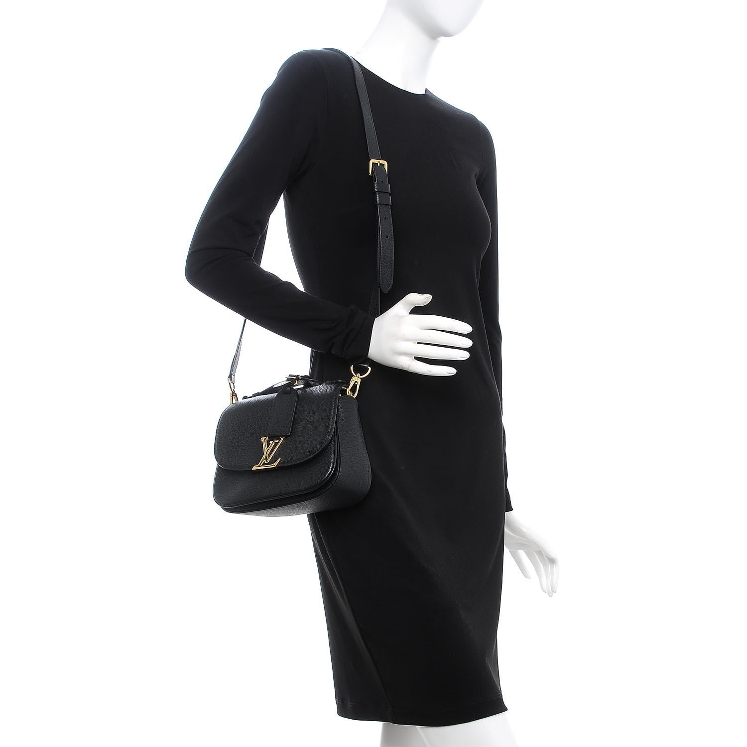 Louis Vuitton Grained Calfskin Vivienne NM Black 2 of 7