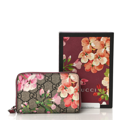 Gucci GG Supreme Monogram Blooms Zip Around Card Case Wallet Beige Multicolor Dry Rose 10 of 10