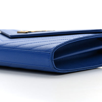 Saint Laurent Grain De Poudre Matelasse Chevron Monogram Chain Wallet Blue Majorelle 5 of 10
