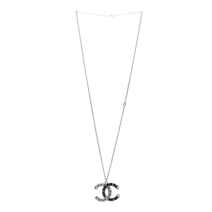 Chanel Lambskin Baguette Crystal CC Necklace Black Silver 3 of 6
