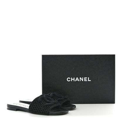 Chanel Crochet CC Mules Sandals 38 Black 9 of 9