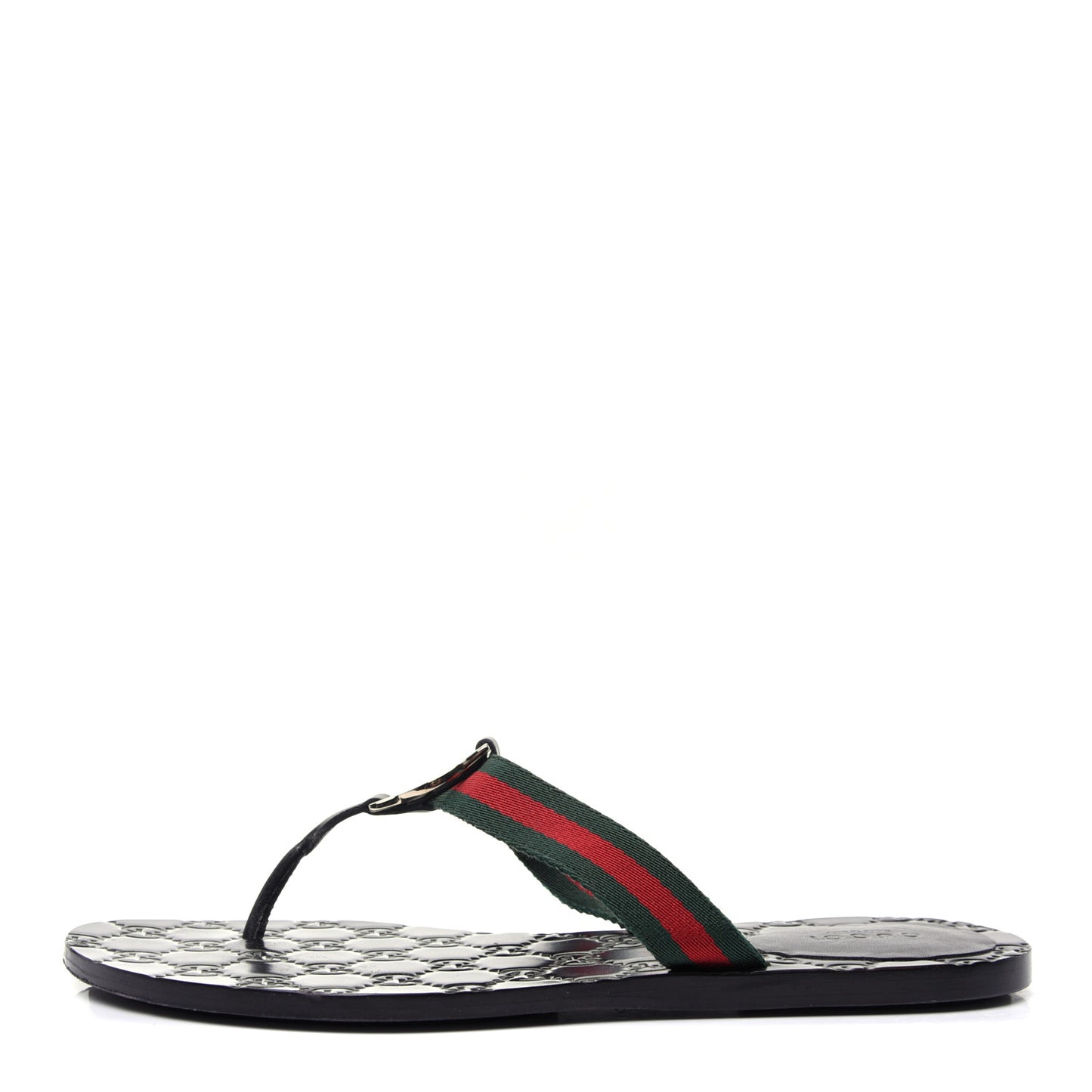 Nylon Guccissima Web Womens Thong Sandals 38.5 Green Red Black