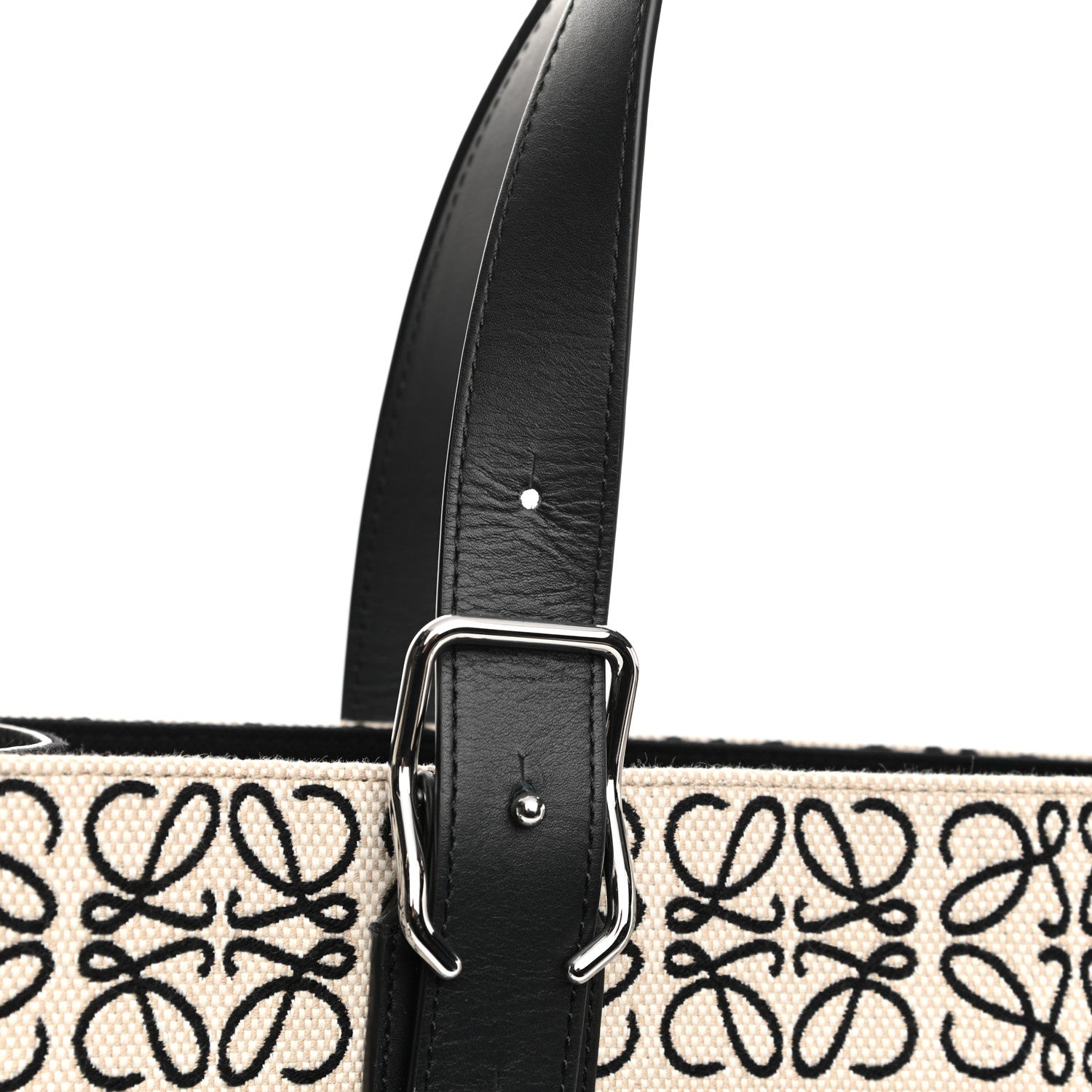 Loewe Jacquard Anagram Calfskin Buckle Tote Black 10 of 10