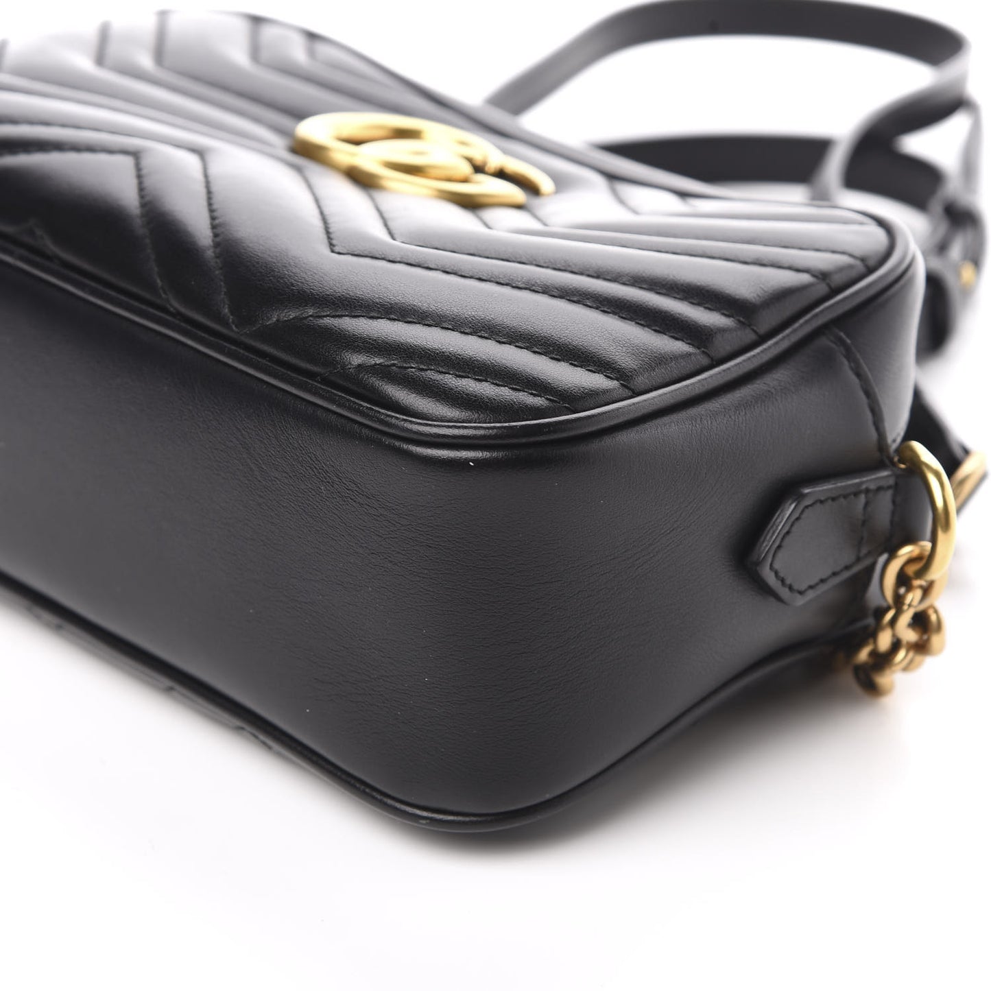 Calfskin Matelasse Small GG Marmont Chain Shoulder Bag Black