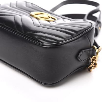 Gucci Calfskin Matelasse Small GG Marmont Chain Shoulder Bag Black 9 of 10